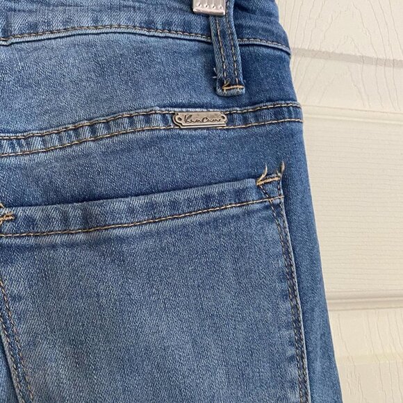 Kancan Women's Distressed Raw Released Hem Skinny High Rise Blue Jeans Size 29 - Picture 7 of 10